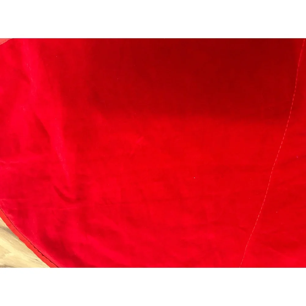 VTG Tree Skirt 44in Red Velvet Teddy Bear Embroidered Holiday Traditional Kitsch